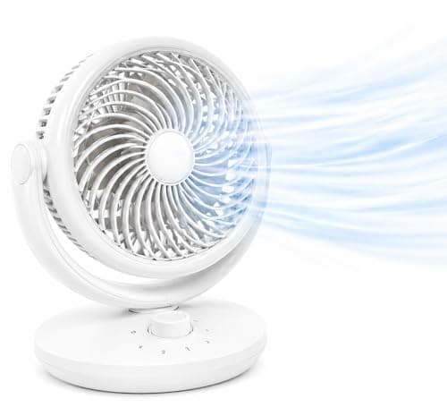 Image of Air Circulator Fan, 26W Powerful Desk Fan with 3 Speeds, 70° Oscillation & 100° Tilt, Whole Room Airflow, Quiet Cooling Fan for Home & Office, White