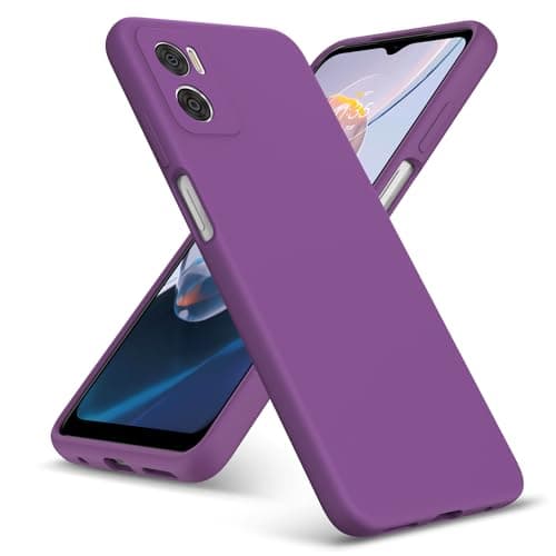 Image of For Motorola E22 Case, Slim Liquid Silicone Shockproof [Anti-scratch] Armor Case, Protective Soft Rubber Gel Phone Case Cover For Motorola Moto E22 - Purple