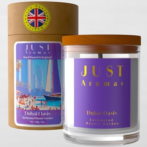 Image of Dubai Oasis Luxury Scented Candle - Floral Jasmine, Ylang Ylang, Rose, Cedarwood, Patchouli & Musk - Candle Gift for Women