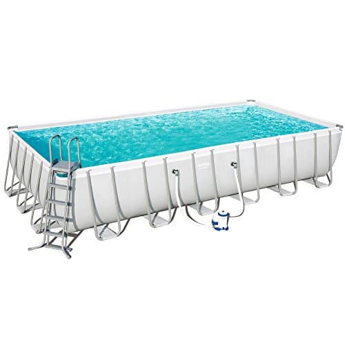 Image of Bestway Power Steel Rectangular Swimming Pool, 30045 Liters, Grey, 24 ft x 12 ft x 52-Inch/7.32 m x 3.66 m x 1.32 m