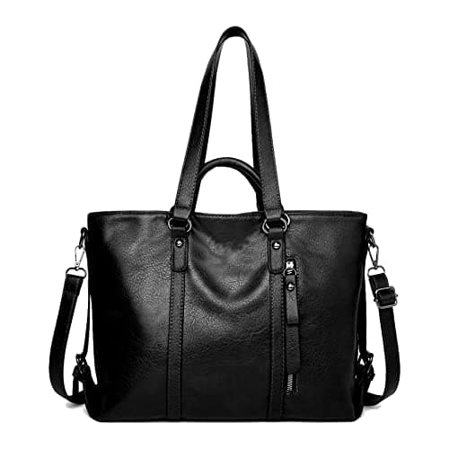 Image of Aileese Tote Handbags for Women Retro Soft Leather Hobo Purses Fashion Crossbody Large Shoulder Bags Black