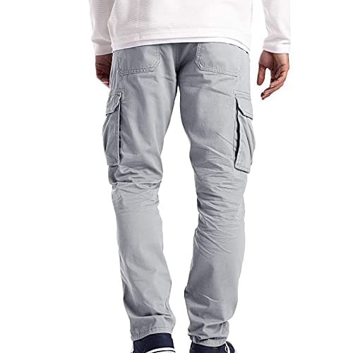Image of Yowablo Men's Harlan Trousers Casual with Pocket Chic Trousers Men, 2-grey, S