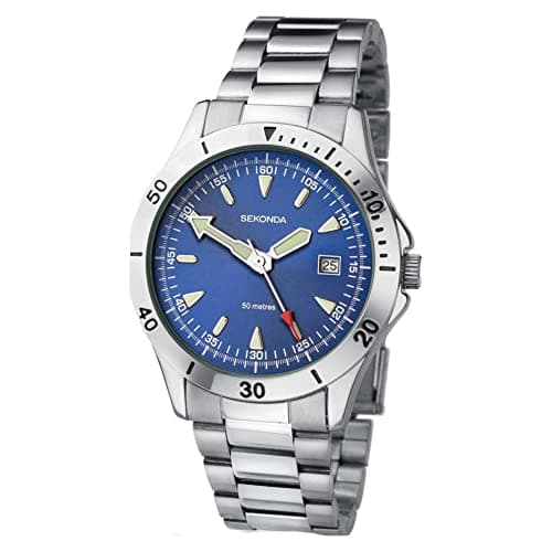 Image of Sekonda Gents Blue Dial Silver Stainless Steel Bracelet Watch 3279