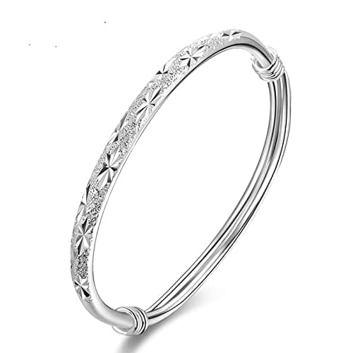 Image of YYCFB Silver Bangles for Women Solid 925, Bracelet Novelty Simple Star Matte Charming Bangle Friendship Bracelets for Christmas Birthday