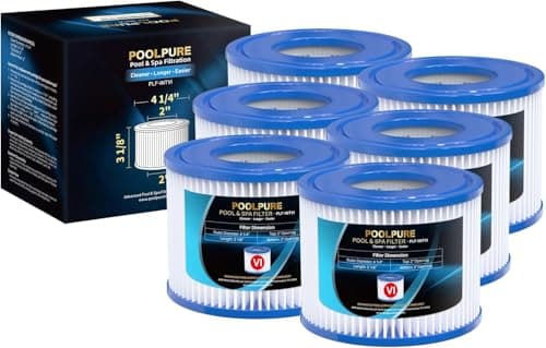 Image of POOLPURE Type VI Filter Replacement Bestway, Filter Cartridge for Lay-Z-Spa Miami, Vegas, Palm Springs, Paris, Monaco, Coleman SaluSpa 90352E, Dimensions: 10.5 cm × 7.9 cm (6PC)