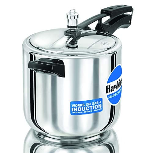 Image of Hawkins Stainless Steel Induction Compatible Pressure Cooker, 6 Litre, Silver (HSS60)