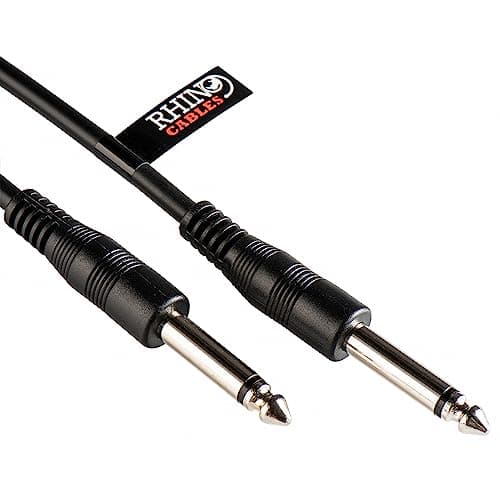 Image of rhinocables Stereo Audio Cable 6.35mm 1/4" Lead Mono Jack Instrument Cable Plugs (Male to Male) for Electric Guitar, Bass, Amp, Keyboard, and Sound Mixing, Black (3m)