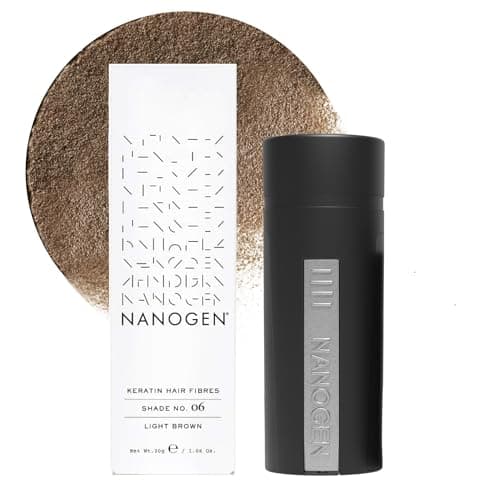 Image of Nanogen Hair Thickening Fibres Light Brown – ROOT TOUCH UP Hair Powder for Thinning and Bald Spot Cover Up – NATURAL KERATIN strands for Men and Women, 30g