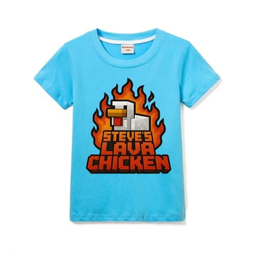 Image of Chicken T-Shirt for Boys and GirlsT-Shirt Sports Short Sleeve Tops 3-13years Tee (Light Blue,7 Years)