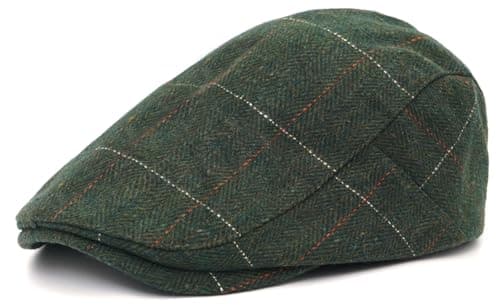 Image of MCWTH Mens Tweed Flat Cap Driving Hat Newsboy Golf Cap - Irish Beret Hat for Spring Autumn Winter Army Green