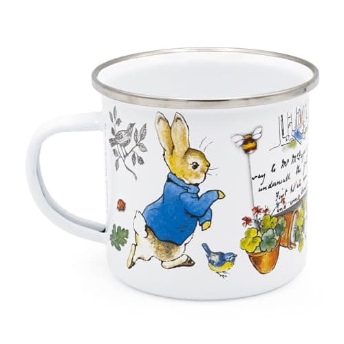 Image of Peter Rabbit Enamel Mug | Classic Beatrix Potter Design | Durable 320ml Camping Mug | Gift for Fans of Peter Rabbit & Beatrix Potter, Brown