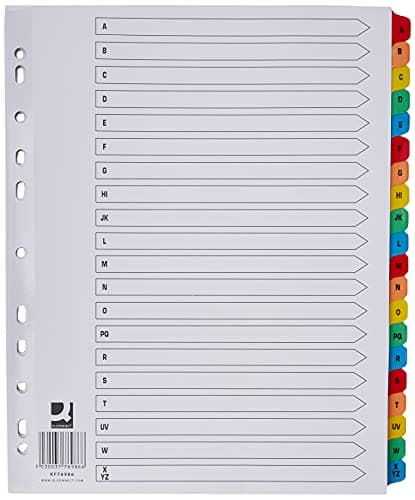 Image of Q-Connect 20 Part A-Z Index Extra Wide Reinforced Multi-Colour Tabs