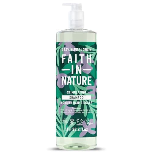 Image of Faith In Nature 1L Natural Rosemary Shampoo, Stimulating for Normal Hair & Scalp, Vegan & Cruelty Free, No SLS, Silciones or Parabens, Family Size