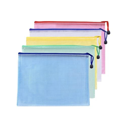 Image of A4 Plastic Wallets File Folder Zip Lock Bags Document Wallet File Zipper Bags for Office Home School Supplies 5Pcs