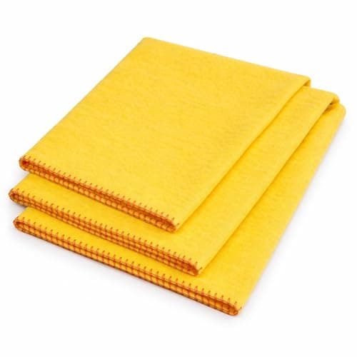 Image of Great Knot Luxury Quality Large Strong Yellow Dusters 100% Cotton Household Cleaning Polishing Dusting Cloth Pack of 10 (Lee100% Cotton)