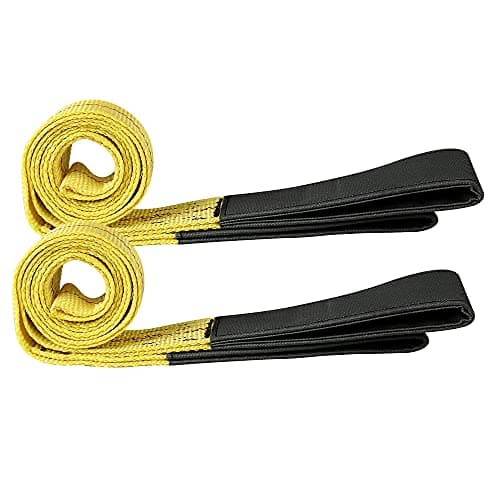 Image of Pindex 2 x 1.8M Heavy Duty Polyester Towing Webbing Lifting Straps Maximum Break Strength 9000 Lbs