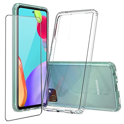 Image of Niopiee for Samsung Galaxy A52 5G Case Crystal Clear Slim Hard Case Hybrid Shockproof Bumper with Tempered Glass Screen Protector Full Body Anti-Yellow Anti-Scratch Phone Protective Cover