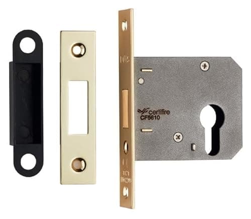 Image of Kooples Hardware Easi-T Residential Euro Profile Deadlock – Mortice Lock Case for Euro Cylinder (Electro Brassed, 78.5mm)