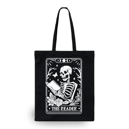 Image of Onperpoe Book Lovers Gifts for Women Book Tote Bag Birthday Gifts for Book Lovers Bookish Gifts Reusable Grocery Bag with Inner Pocket Cute Tote Bag Aesthetic for Readers Teacher Student (Black)