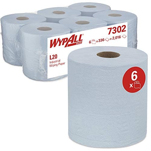Image of WypAll 7302 Industrial Wiping Paper L20 Centrefeed, 2 ply, Blue (6 rolls x 380 sheets)