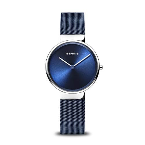 Image of BERING Women Analog Quartz Classic Collection Watch with stainless steel Strap and Sapphire Crystal 14531-307, Blue/Silver, 31 mm