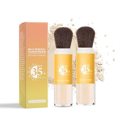 Image of 2-in-1 Mineral Sunscreen & Setting Powder SPF35 – Translucent Loose Powder with Brush, Oil Control Matte Finish, Talc-Free Face Powder for All Skin Tones, 8g (2pcs)