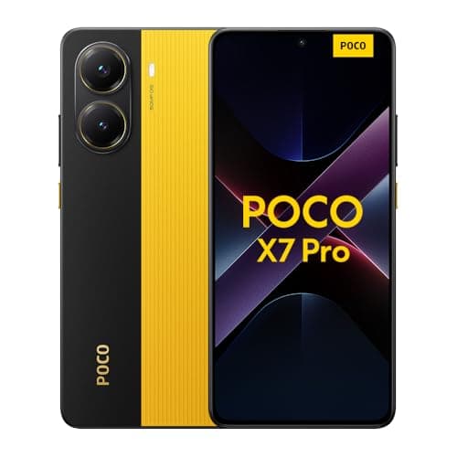 Image of Xiaomi POCO X7 Pro smartphone, 8+256GB, yellow, 50MP main camera with OIS, 6000mAh (typ) battery with 90W HyperCharge, IP68, AI features (no charger included), 2 year Warranty