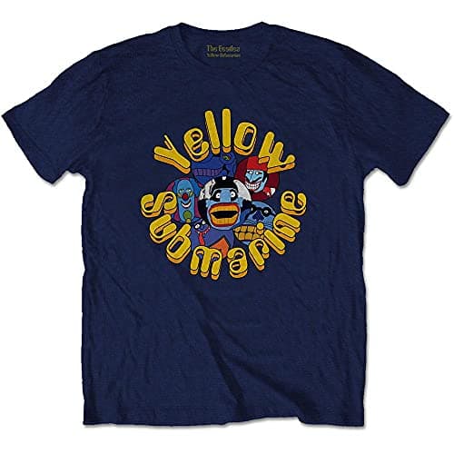 Image of The Beatles Men's Yellow Submarine Baddies T-Shirt Navy Blue