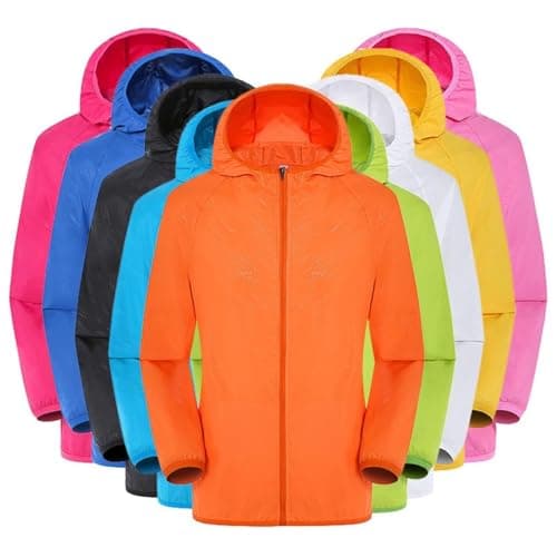 Image of Rain Jacket Women Mens Lightweight Waterproof Packable Jackets Outdoor Upf 50+ Sun Protection Windbreaker Functional Raincoat Ladies Workout Travel Active Jacket Cycling Running Hiking