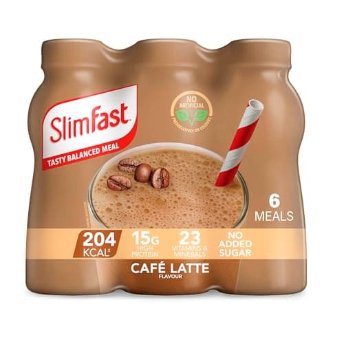 Image of SlimFast Ready To Drink Cafe Latte Shake, 6 x 325ml