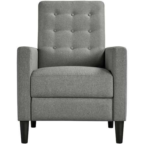 Image of Yaheetech Grey Modern Recliner Chair Adjustable Reclining Armchair Upholstered Sofa Couch with Soft Padded Seat for Home or Bedroom