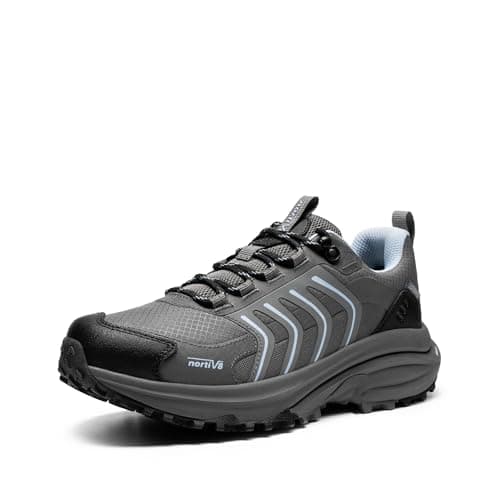 Image of NORTIV 8 Women's Waterproof Hiking Shoes Lightweight for Walking All Day Comfort Non-Slip Outdoor Trekking Camping Climbing Fashion Sneakers Armadillo FieldLite,Size 6.5,Dark Grey,SNHI26003W