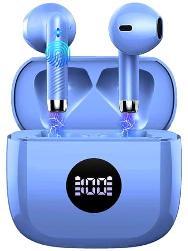 Image of Wireless Earbuds, Bluetooth 5.4 Headphones in Ear with 4 ENC Noise Cancelling Mic, Bluetooth Earbuds 40H Playtime, HiFi Stereo Deep Bass Wireless Earphones, IP7 Waterproof, USB-C Fast Charge, Violet