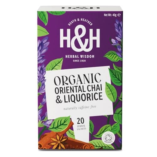 Image of Heath & Heather - Organic Oriental Chai & Liquorice Tea • Spiced Herbal Blend with Sweet Liquorice • Naturally Caffeine-Free • Vegan • 20 Tea Bags