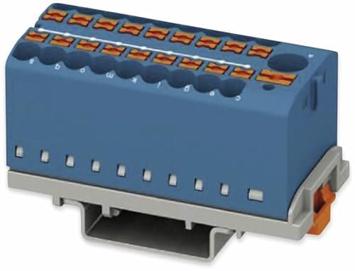 Image of Phoenix Contact PTFIX 6/18X2,5-NS35 BU distribution block, vertical alignment block and integrated power supply, 690 V, 24 A, number of connections 19, cross section 0.14 mm²-4 mm² blue, 1 piece