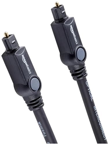 Image of Amazon Basics Toslink Digital Optical Audio Cable, Multi-Channel, Sound Bar, Home Theatre, Gold-Plated Connectors, 1 m, Black