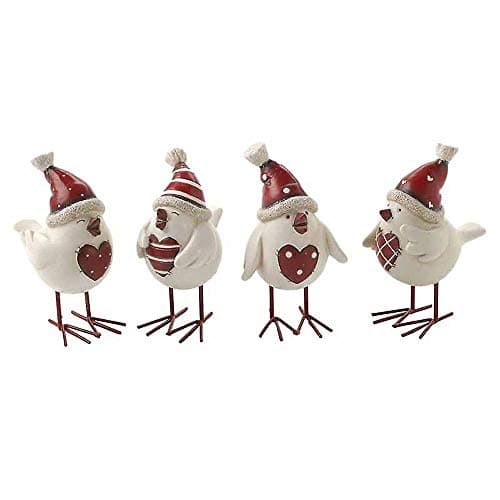 Image of Christmas Resin Heart Bird With Hat Xmas Red White Robin Chic Shabby Decoration (4) by Heaven Sends