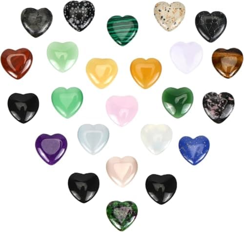 Image of 30 pieces of heart shaped talismans from stones
