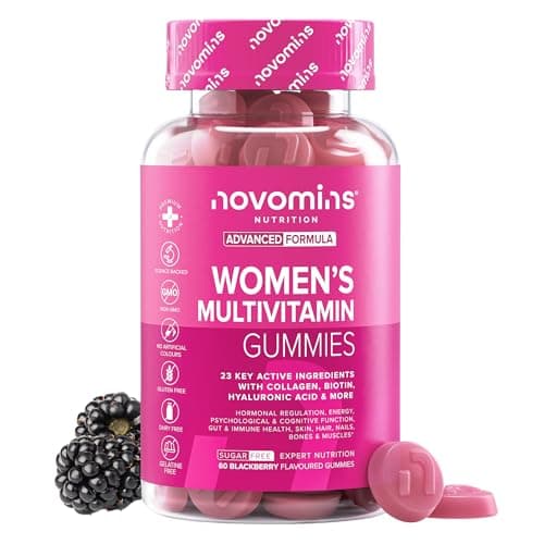 Image of Multivitamin Gummies for Women - 23 Vitamins, Minerals & Probiotics for Women - Marine Collagen, Hyaluronic Acid, Folic Acid, Vitamin D, A, C, B, Biotin & Zinc – 60 Vitamin Gummies - Novomins