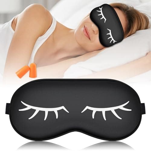 Image of Sleep Eye Mask for Men Women,100% Blackout, Zero Eye Pressure, Comfortable Super Soft Funny Eye mask Block Light Blindfold with Adjustable Strap for Sleeping,Naps,Travel(Black with Long Eyelashes)