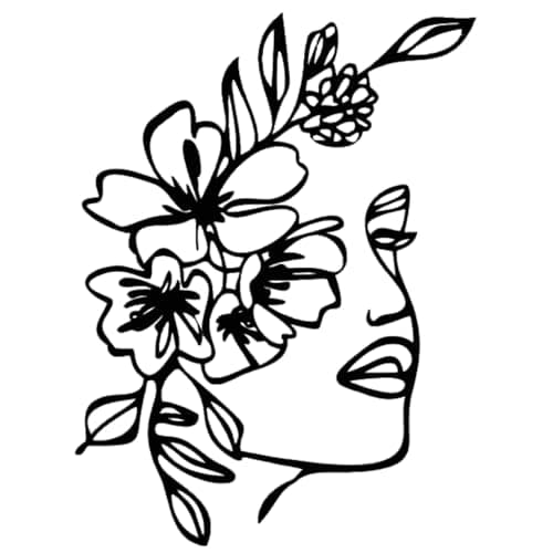 Image of Huspox Metal Wall Art Women Face with Flower Minimalist Silhouette Abstract Wall Sculpture for Living Room Bedroom Bathroom Wall Decor Black 40x33cm