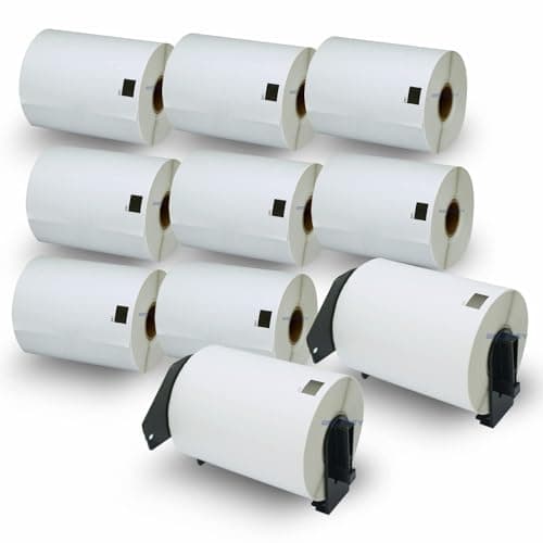 Image of BETCKEY - 10 Rolls DK-11241 Labels with ONLY 2 Reusable Label Holders, 102mm x 152mm, 2000 Shipping Labels Using for Ql Label Printers