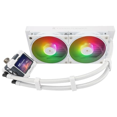 Image of Thermalright FW 240 White ARGB AIO CPU Liquid Cooler,IPS LCD Screen with 320x240 Resolution,for AM4/AM5,Intel LGA1700/1851,2.4 in Screen for Images and Double Fans-White ARGB
