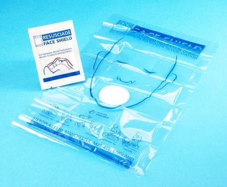 Image of Pack of 50 Disposable Foil Packed CPR Face Shields