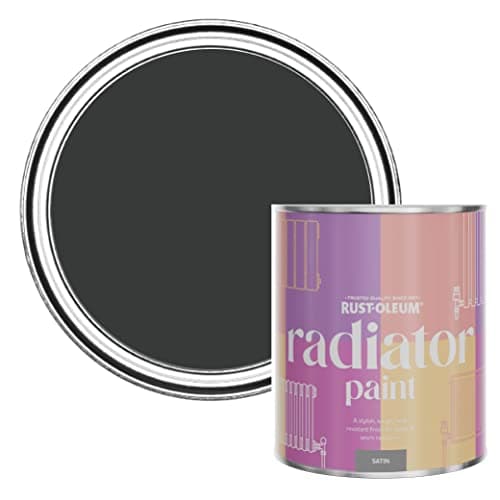Image of Rust-Oleum Black Heat Resistant Radiator Paint in Satin Finish - Natural Charcoal (Black) 750ml