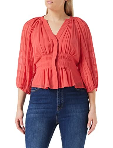 Image of French Connection Women's Cora Pleated Smock Top Blouse, Bittersweet, XS