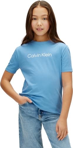 Image of Calvin Klein Unisex Kids Inst. Logo Ss T-Shirt LV1CKSJA29 S/S T-Shirt, Blue (Provence 16-4032 TCX), 8 Years