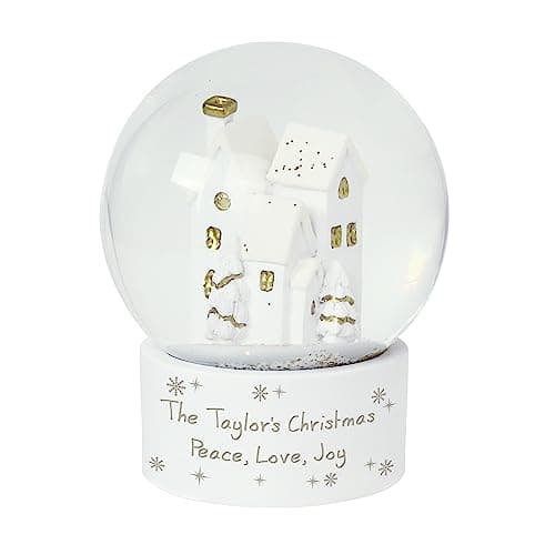 Image of Personalised Message Village Glitter Christmas Ornamental Snow Globe Xmas Decorations