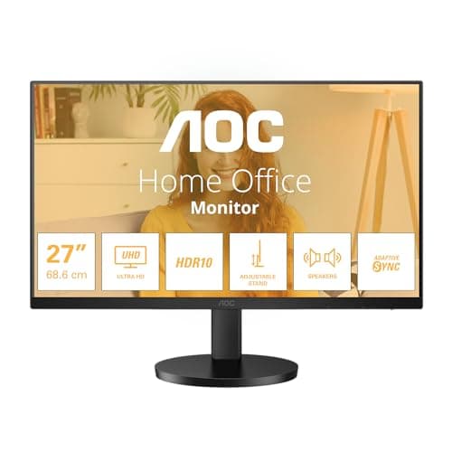 Image of AOC U27B3AF - 27 Inch UHD 4K, 60Hz, IPS, 4ms, HDR10, Height Adjust stand, 3 side Frameless, Speakers, LowBlue Light, FlickerFree (3840 x 2160,350 cd/m2, HDMI 2.0 / DP 1.4)