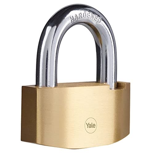 Image of Yale Y2B/80/138/1 High Protection - Hammered Brass Padlock 80 mm - Hardened Steel Shackle - Double Lock - 3 Keys